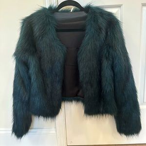 Free People Fur Jacket - Dark Green